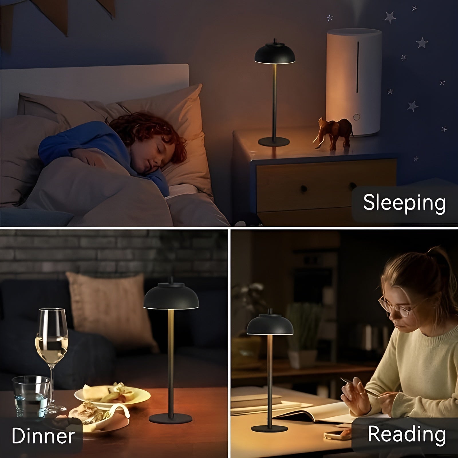 Stylish Rechargeable Table Lamp with Dimmable LED - Three Light Modes and USB