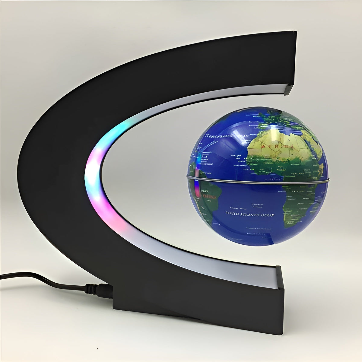 Magical Floating Globe Whiteh LED Lighting and Educational Touch