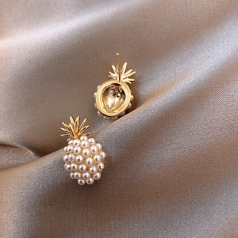 Tropical Pineapple Pearl Earrings - Leilani's Radiant Style