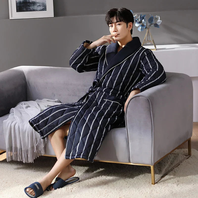CozyLayer Robe - Luxe 3-Lagen Winterbadjas voor Stijl en Comfort