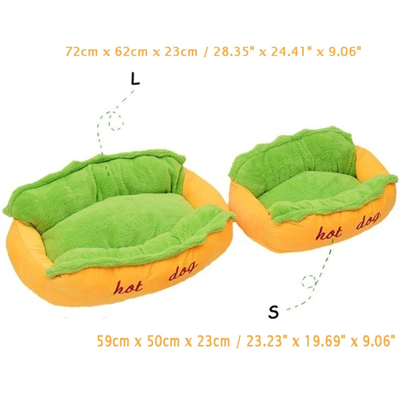Funny Hot Dog Bed Pet Lounger Doggie Bed Kennel Cat Puppy Warm Soft House Warm Sofa Mat Basket Blanket Hotdog Beds Sleeping Bag