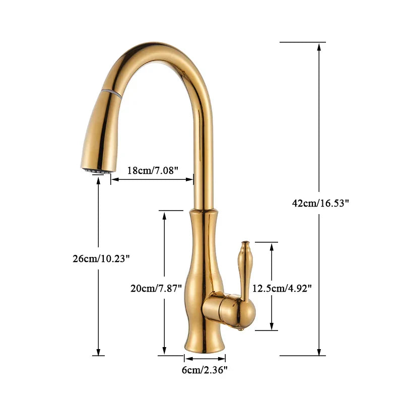 GlamFaucet Kitchen Faucet - Luxury Gold Kitchen Mixer Tap