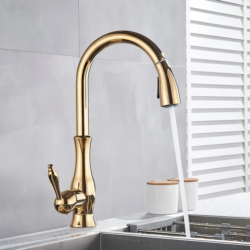 GlamFaucet Kitchen Faucet - Luxury Gold Kitchen Mixer Tap