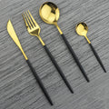 Luxury Black-Golden Stainless Steel Cutlery Set - for Elegant Meals