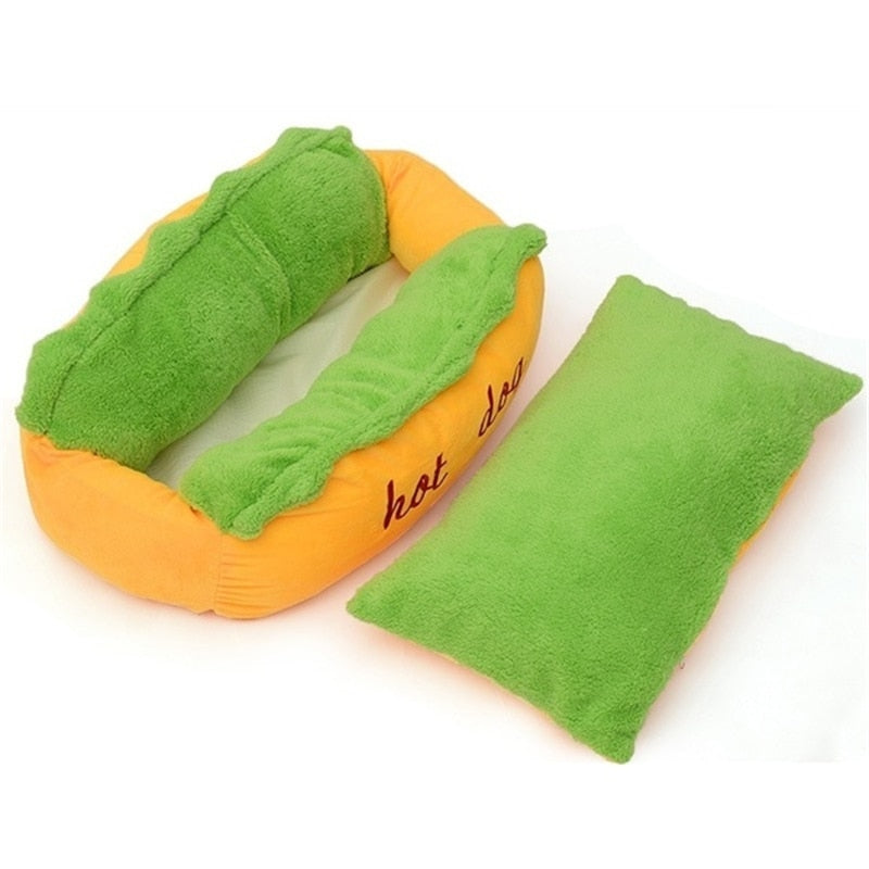 Funny Hot Dog Bed Pet Lounger Doggie Bed Kennel Cat Puppy Warm Soft House Warm Sofa Mat Basket Blanket Hotdog Beds Sleeping Bag