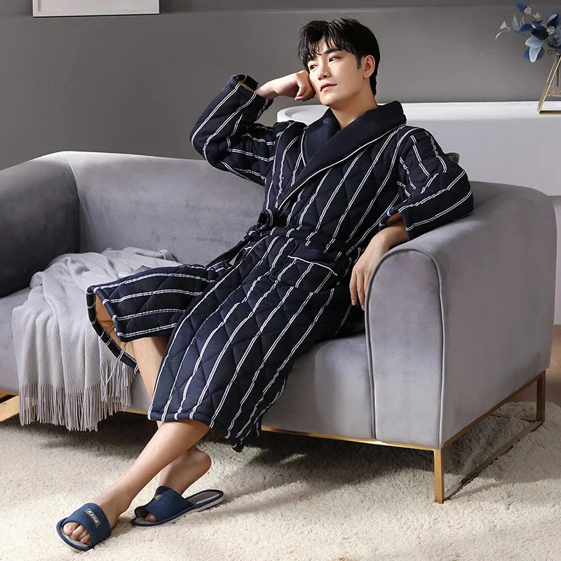 CozyLayer Robe - Luxe 3-Lagen Winterbadjas voor Stijl en Comfort