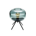 ArtisanGlow - Elegant Blue Glass Lamp with Shelf
