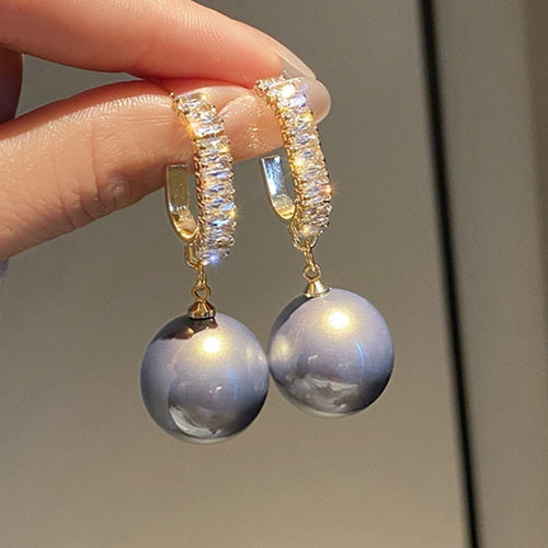Alluring Luxury Pearl Earrings with Sparkling Zirconia - Delphine