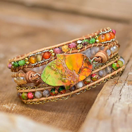 HamsaCharm - Elegant Wrap Bracelet with Amazonite Stone