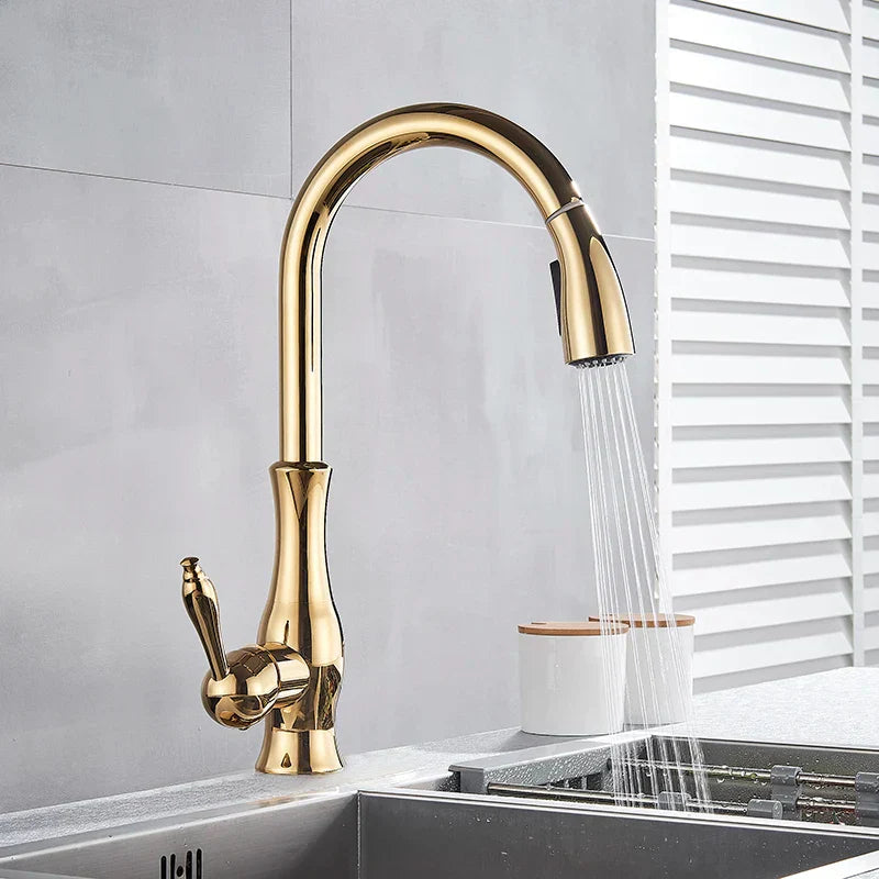 GlamFaucet Kitchen Faucet - Luxury Gold Kitchen Mixer Tap