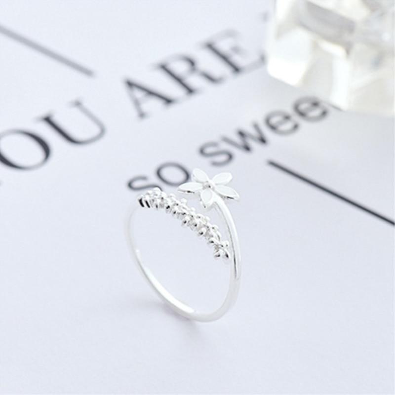 Elegant Adjustable Silver Ring with Enchanting Enamel Wildflowers - Amaril
