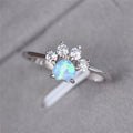 Celestine Silver Ring with Radiant Opals and Zirconia Accent