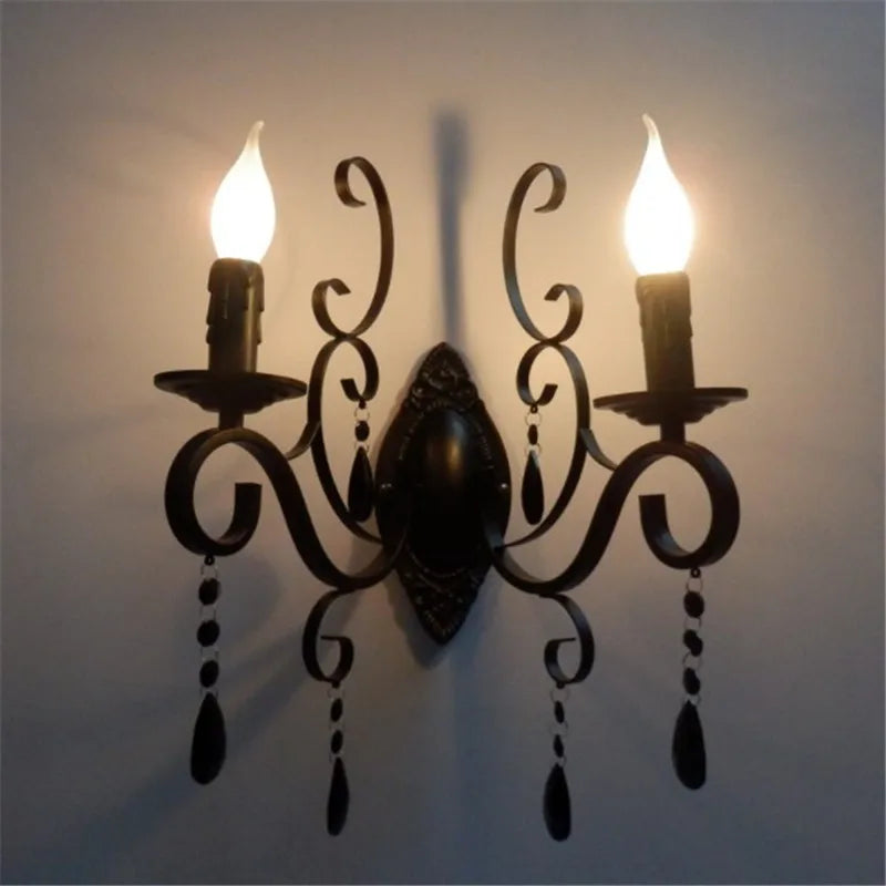 CrystalGlow Wall Light - Vintage Black LED Lighting