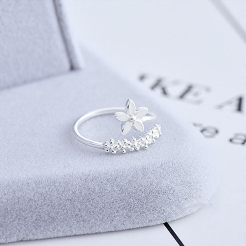 Elegant Adjustable Silver Ring with Enchanting Enamel Wildflowers - Amaril