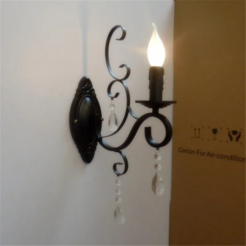 CrystalGlow Wall Light - Vintage Black LED Lighting