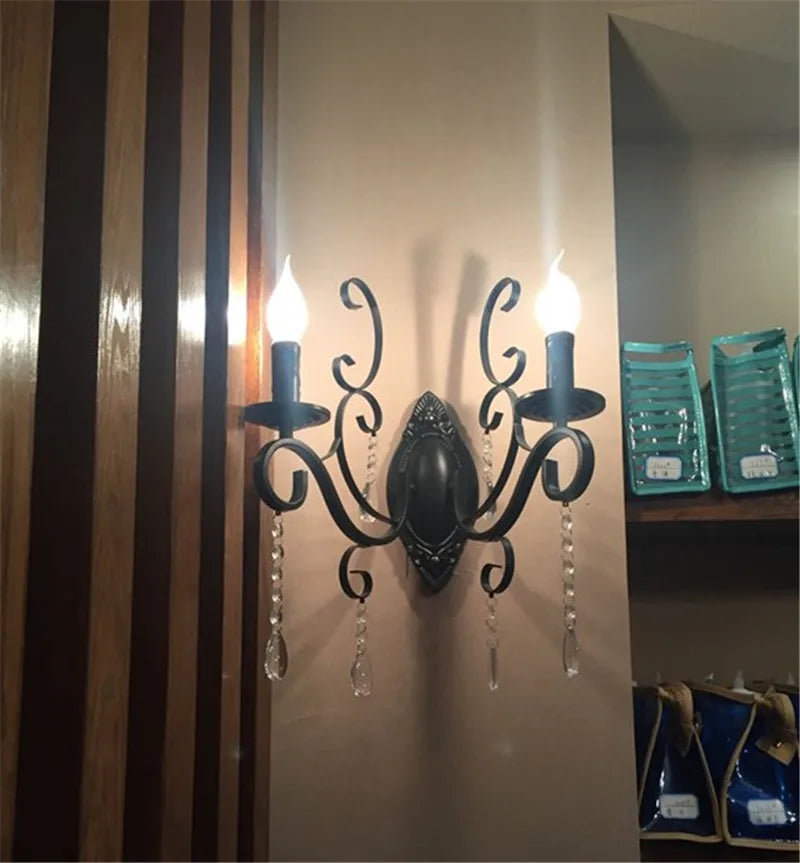 CrystalGlow Wall Light - Vintage Black LED Lighting