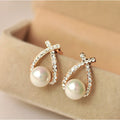 Elegant Glitter and Pearl Earrings - Marie