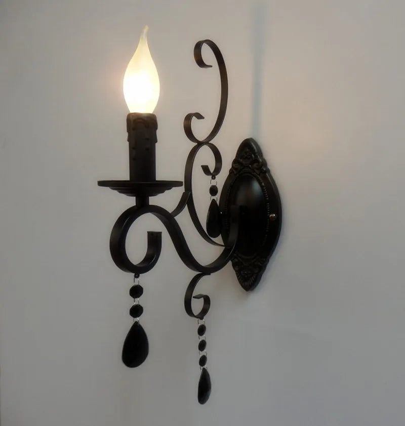CrystalGlow Wall Light - Vintage Black LED Lighting