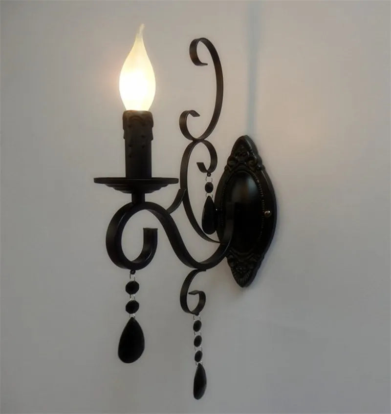 CrystalGlow Wall Light - Vintage Black LED Lighting