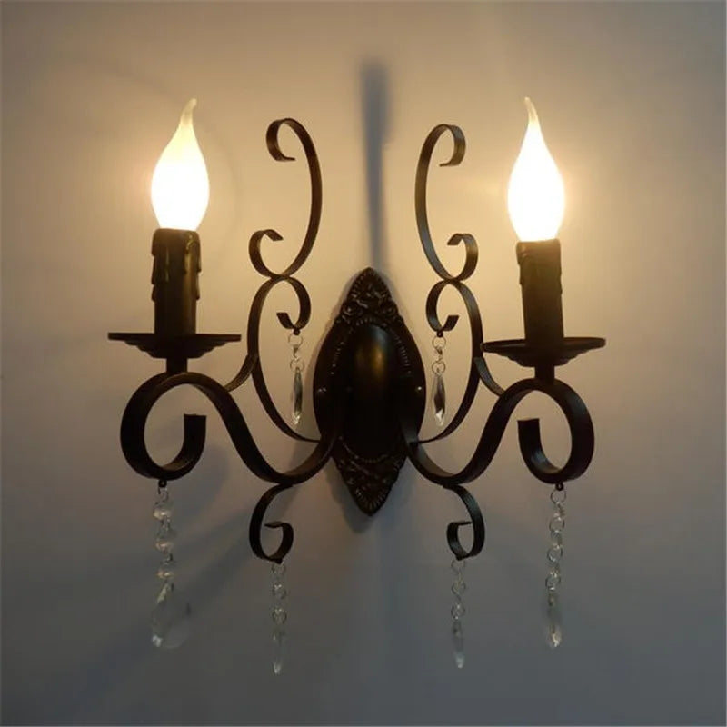 CrystalGlow Wall Light - Vintage Black LED Lighting