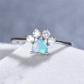 Celestine Silver Ring with Radiant Opals and Zirconia Accent