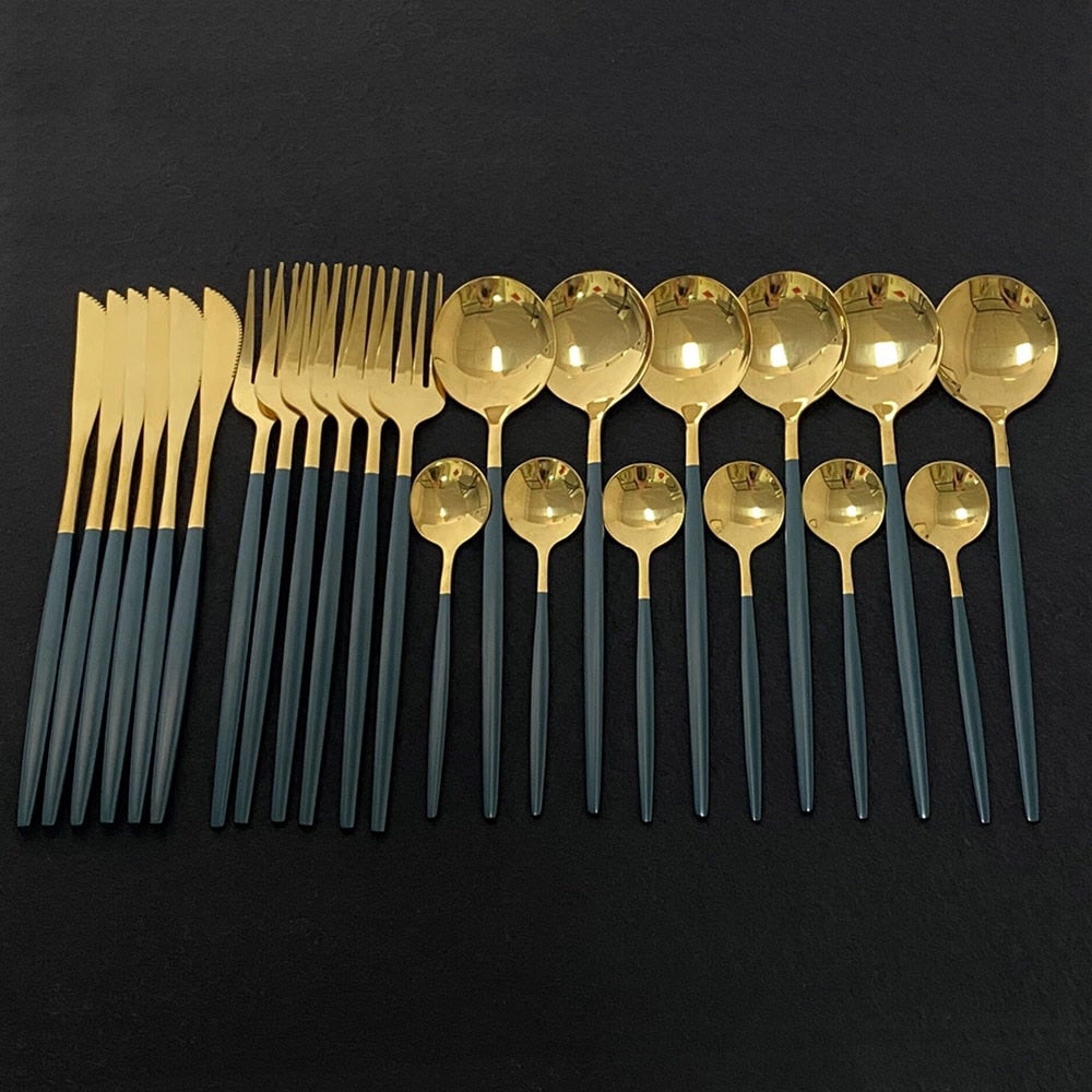 RoyalGlimmer Gold Cutlery Set - Gold Cutlery Set for a Luxurious Table Setting