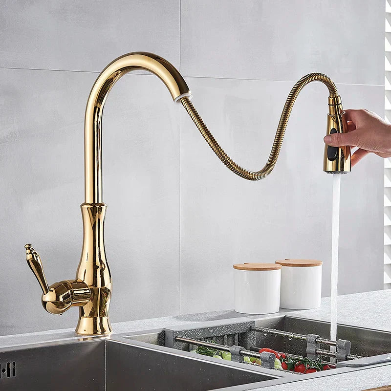 GlamFaucet Kitchen Faucet - Luxury Gold Kitchen Mixer Tap