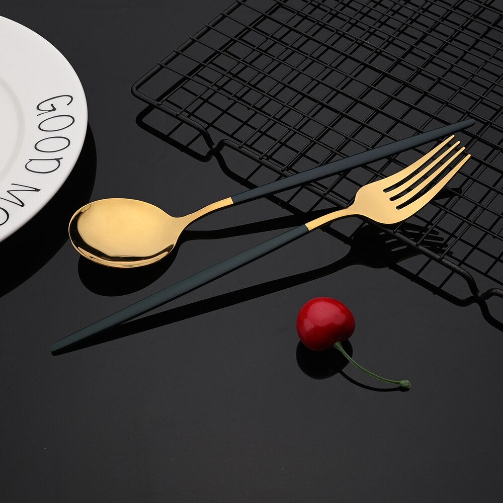 RoyalGlimmer Gold Cutlery Set - Gold Cutlery Set for a Luxurious Table Setting