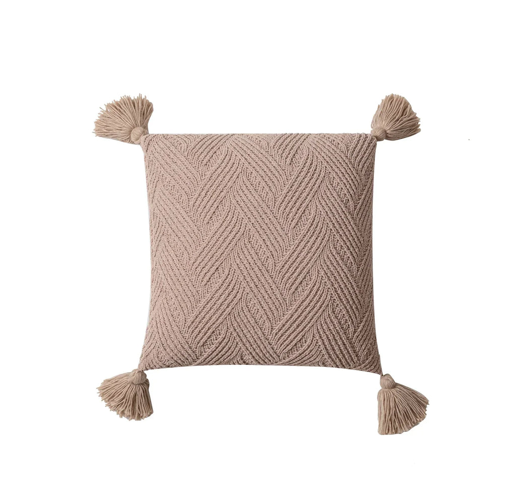 Chic Chenille Cushion Cover with Nordic Pom-Poms - Luxury Comfort