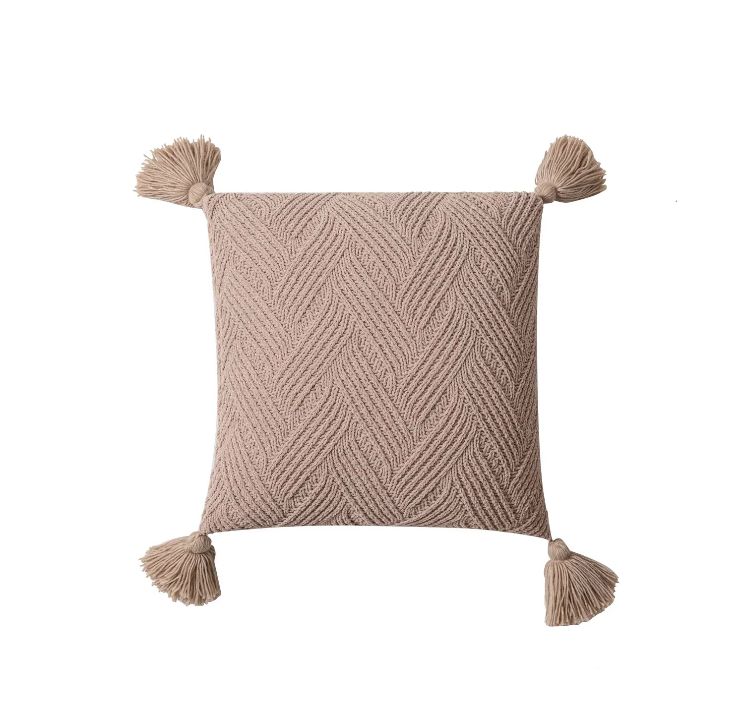 Chic Chenille Cushion Cover with Nordic Pom-Poms - Luxury Comfort