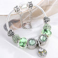Elegant Sterling Silver Bracelet with Sparkling Green Crystals - Isla