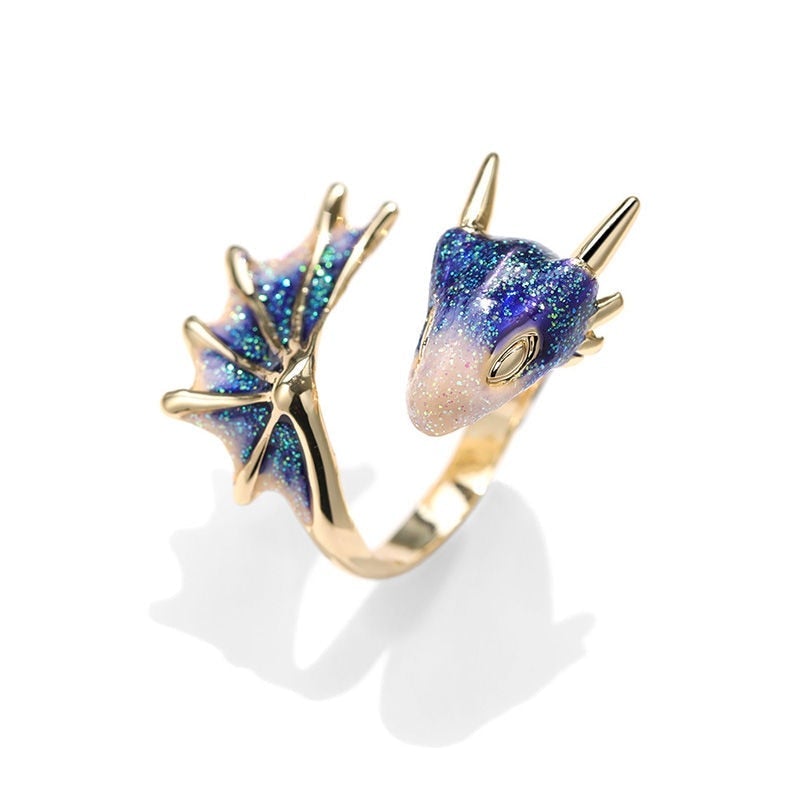 Hand-Painted Adjustable Dragon Ring - Draconis Design