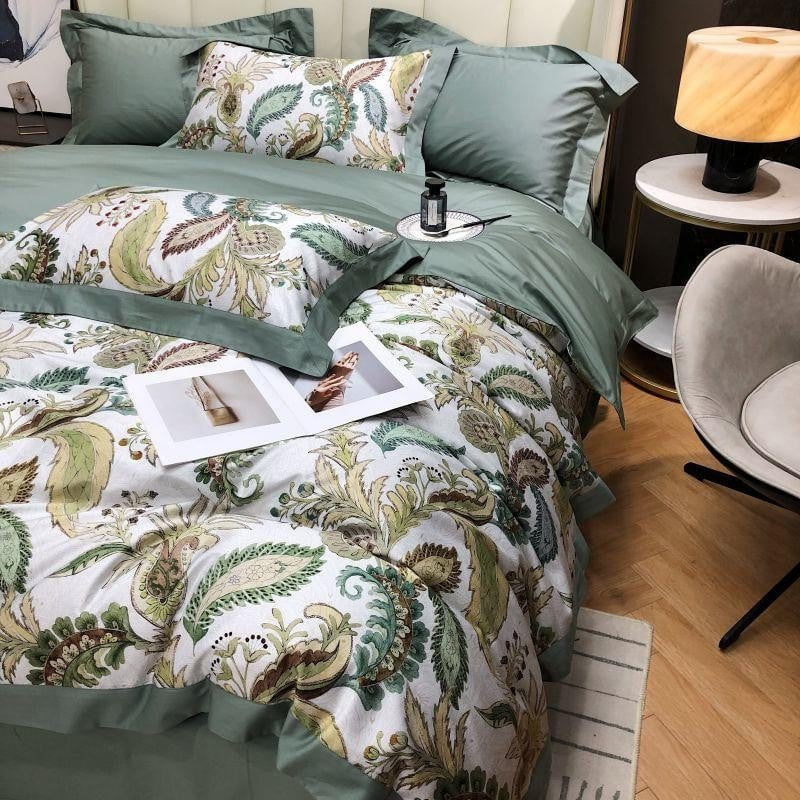 Verdant Paisley - Luxury Egyptian Cotton Duvet Cover Set