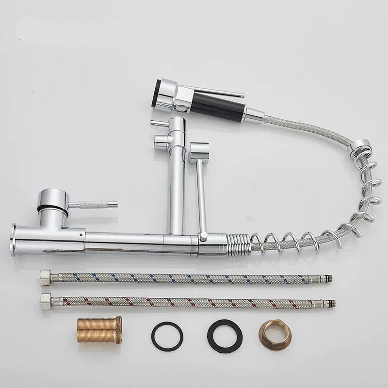 StreamFlex - Luxury Pull-Out Kitchen Mixer Tap in Black and Rose Gold