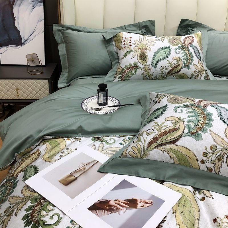Verdant Paisley - Luxury Egyptian Cotton Duvet Cover Set