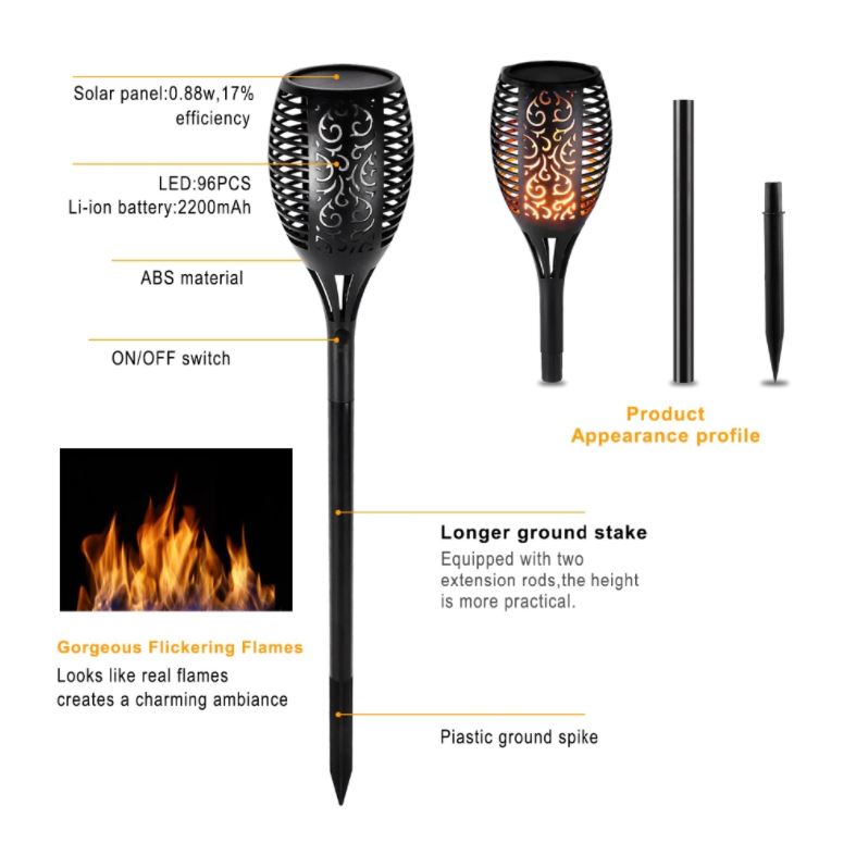 LED Solar Garden Torches Deluxe 96 LED (4-pack)