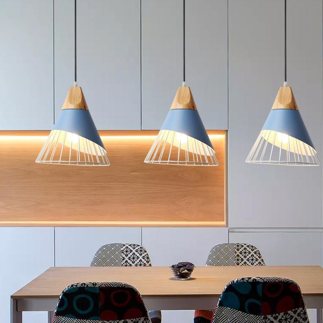 Modern Industrial Pendant Lamp in Scandinavian Style – Wood & Metal