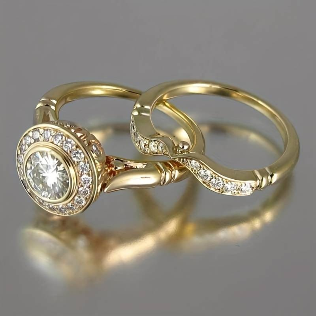 Celestia Ring Set – Luxury Gold Zirconia Accessories