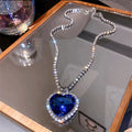 Alluring Blue Crystal Heart Necklace | Timeless Elegance and Style