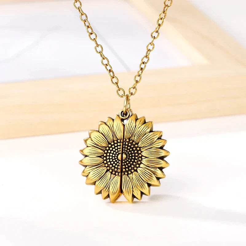 SunBlossom Necklace - Elegant Sunflower Locket