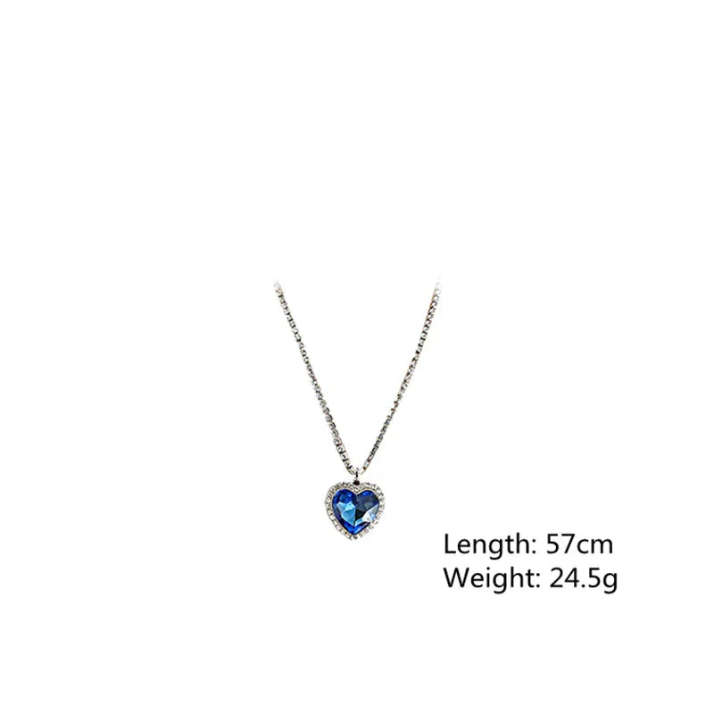 Alluring Blue Crystal Heart Necklace | Timeless Elegance and Style