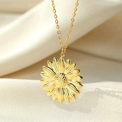 SunBlossom Necklace - Elegant Sunflower Medallion