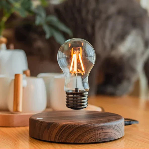 LevitaLux - Walnut Light Bulb with Flowing Base