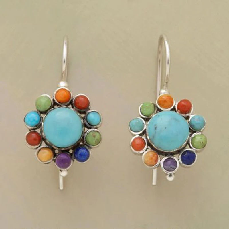 Colorful Round Turquoise Earrings - Naida