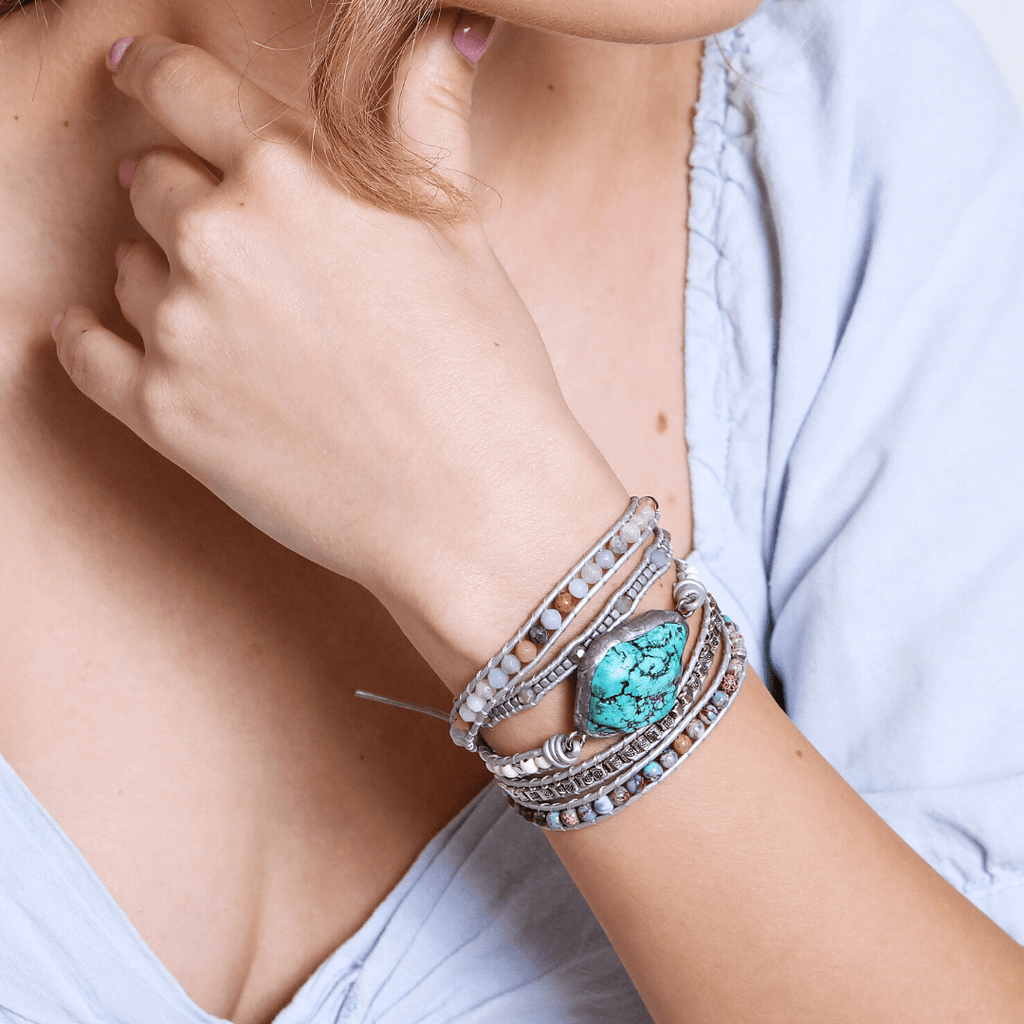 Selina Bracelet - Turquoise Wrap Bracelet for Healing & Protection