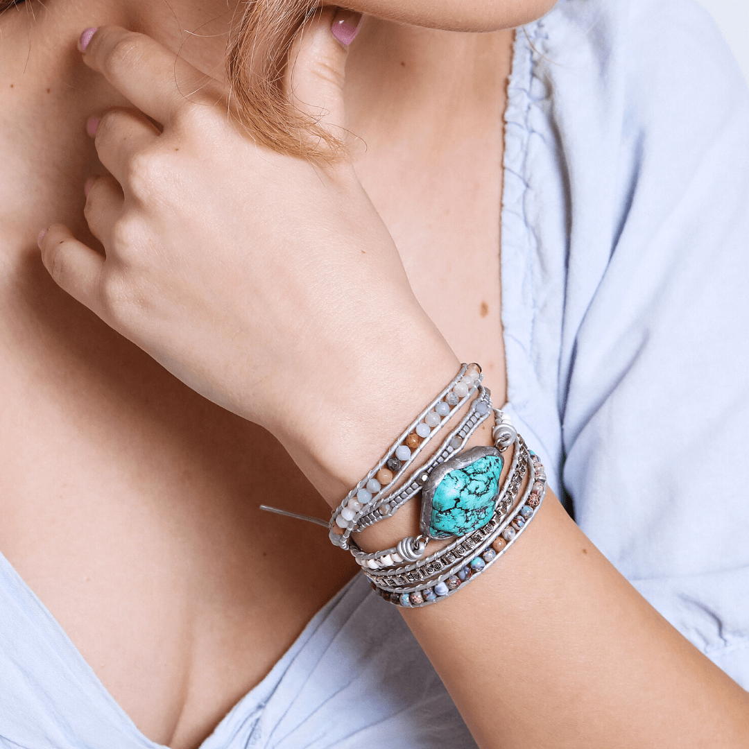 Selina Bracelet - Turquoise Wrap Bracelet for Healing & Protection