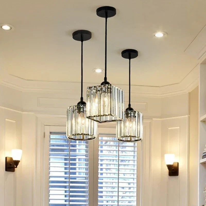 LuxeGlow SparkleLamp - Elegant K9-Crystal Pendant Lamp