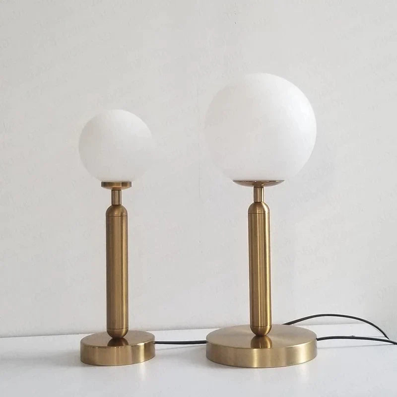 Stylish Brass & Glass LED Table Lamp – GlowSphere
