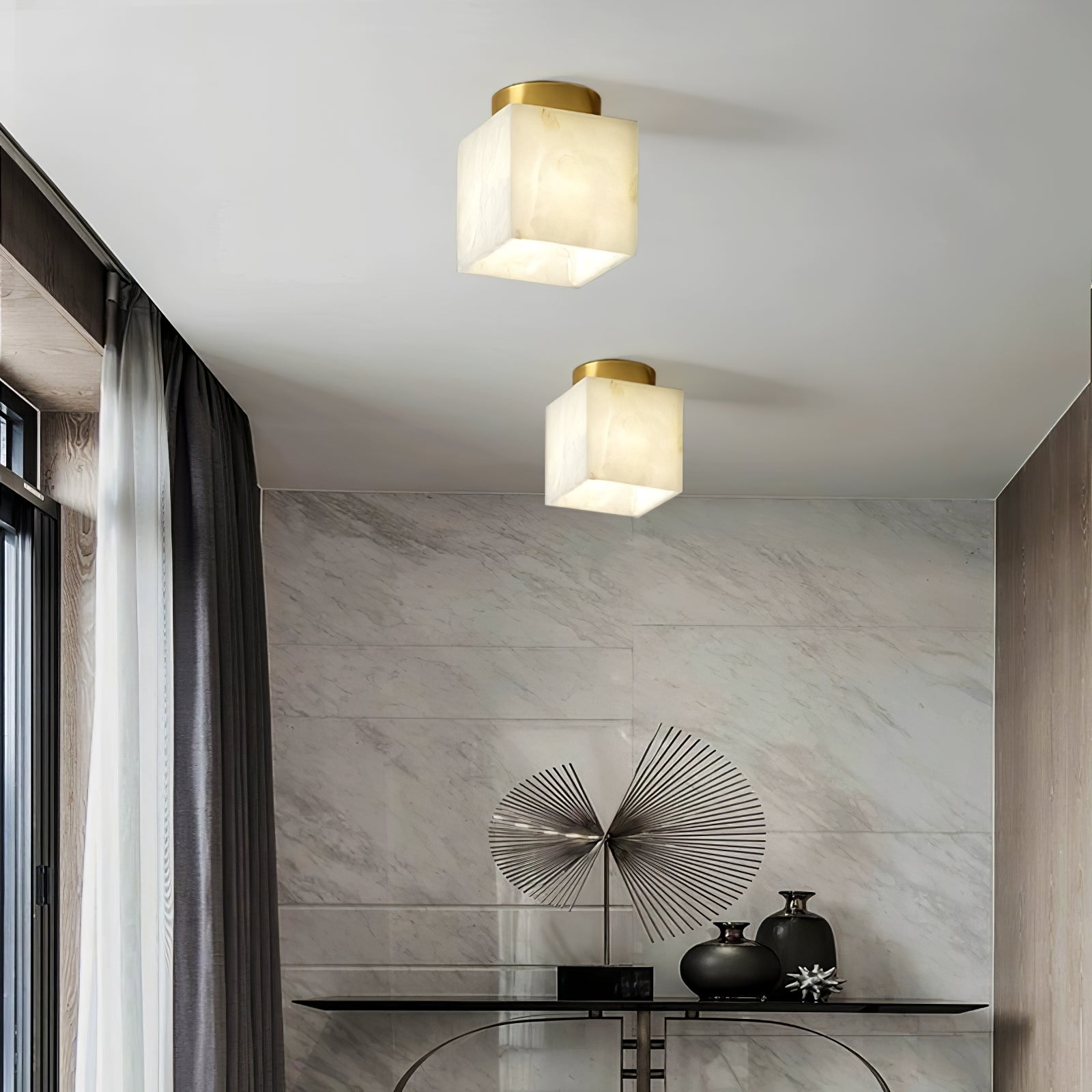 LumaBreeze Ceiling Light - Luxury Modern Alabaster LED Ceiling Lamp