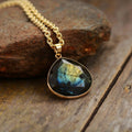 Refined Labradorite Teardrop Necklace with Luxurious Gold Finish - Elyria
